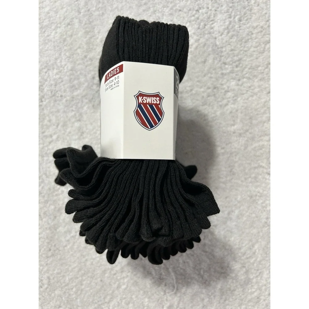 K-Swiss Ladies 9-11 Black Ankle Polyester Blend Socks 20 Pairs (B5)